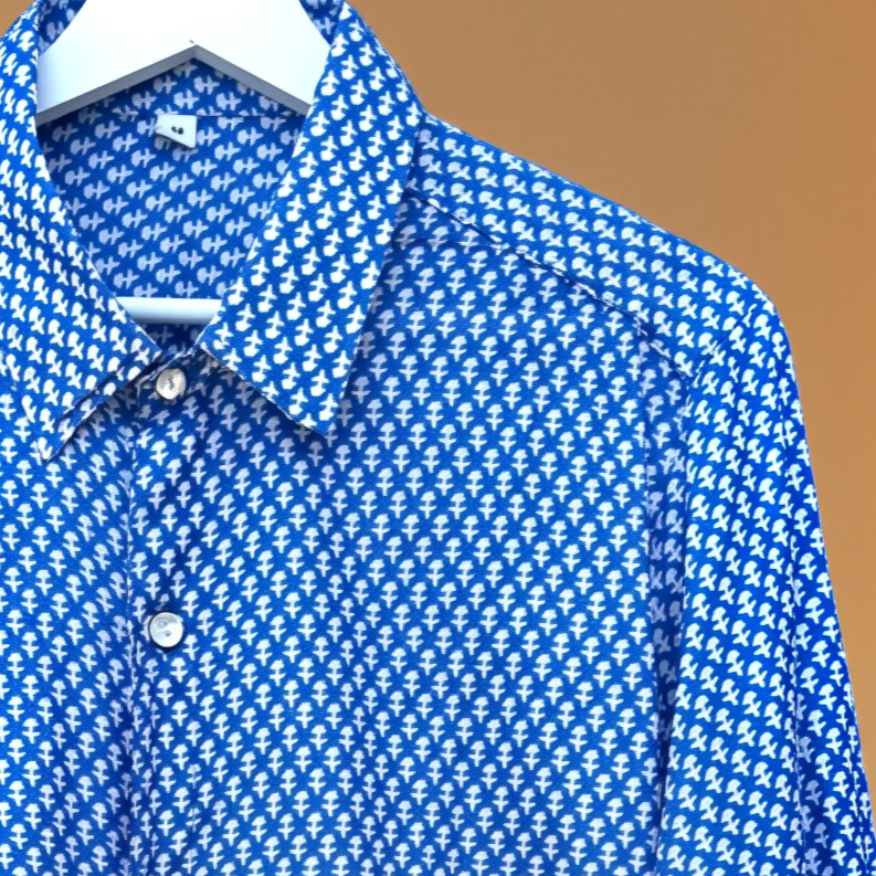 Camicia Unisex Medium Blue Mare in Light Cotton