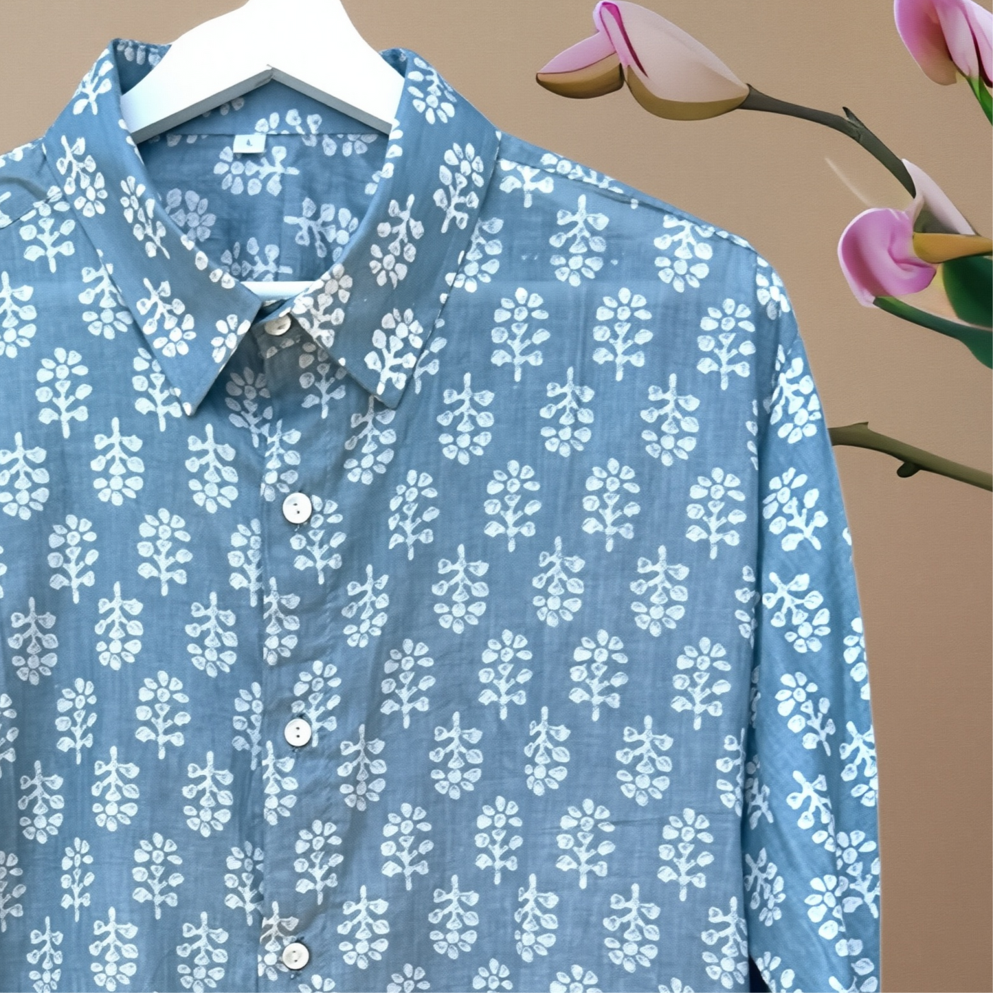 Camicia Unisex Blu Denim Chiaro in Light Cotton