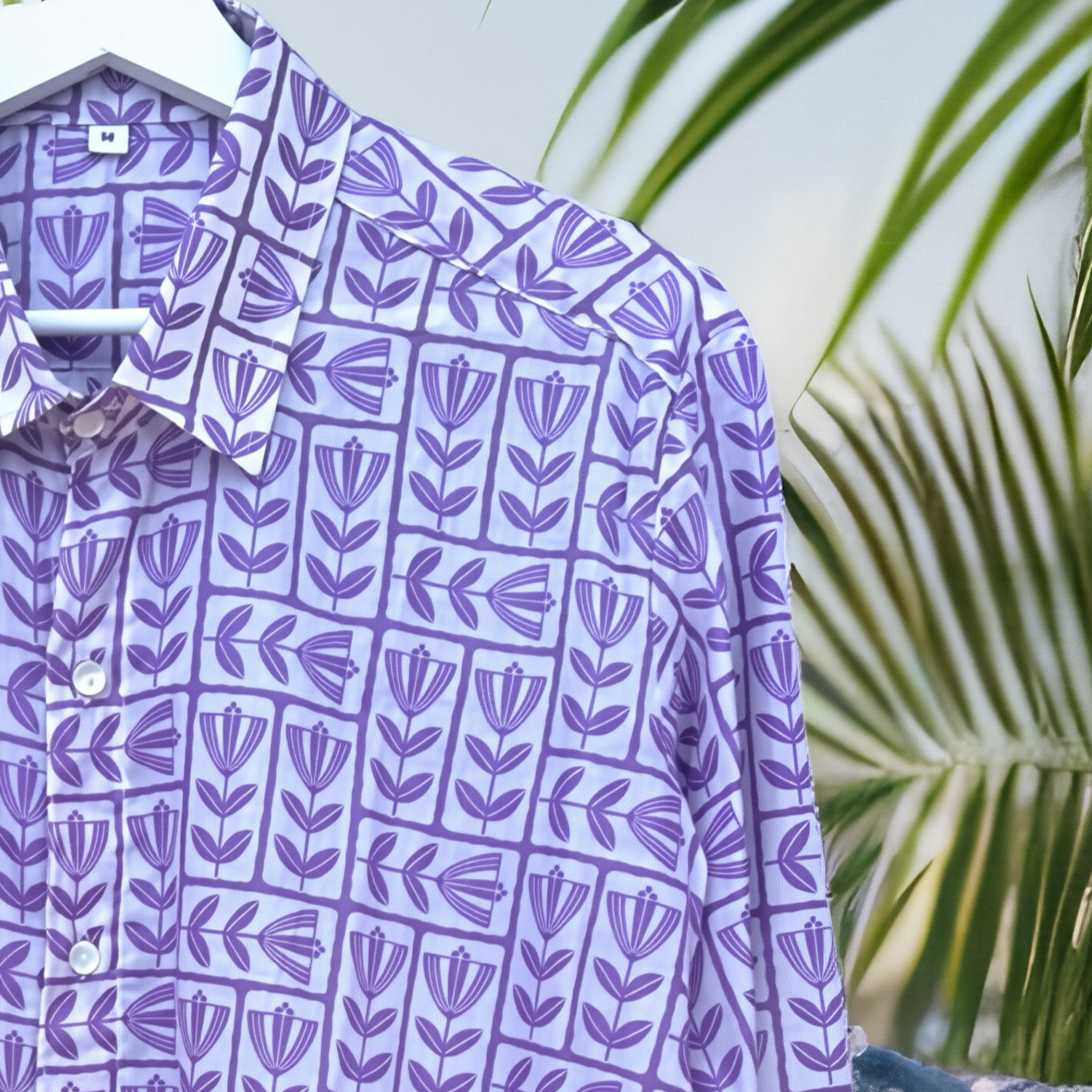 Camicia Unisex Medium Floreale Lilla in Light Cotton