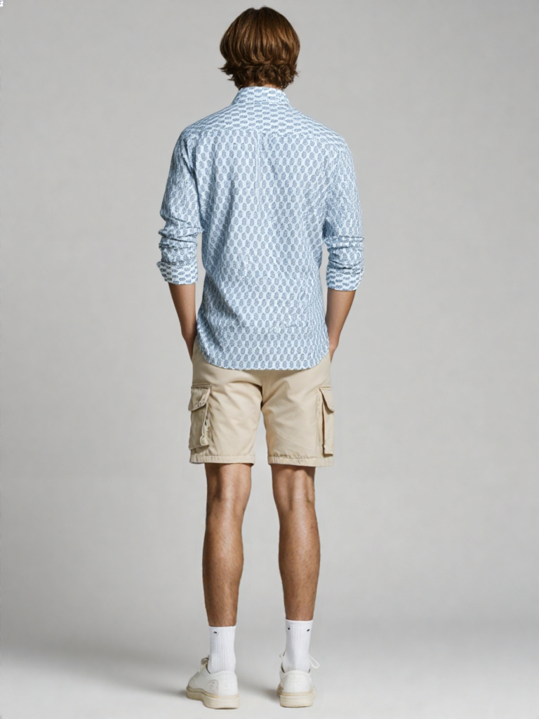 Camicia Unisex Large Azzurro Polveroso in Light Cotton