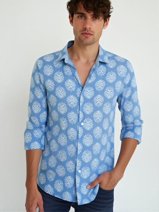 Camicia Large Cielo Unisex in Light Cotton