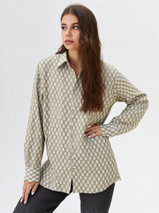 Camicia Unisex Medium Marrone in Light Cotton