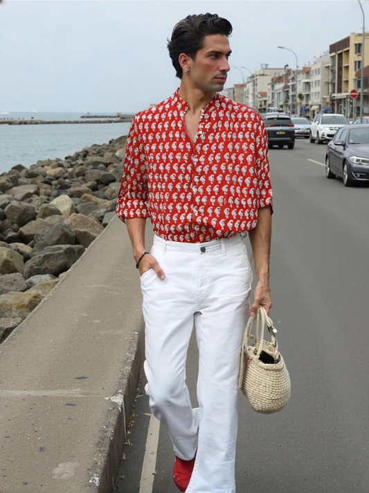 Camicia Coreana in Cotone 100%  