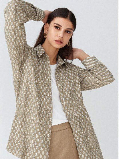 Camicia Unisex Medium Marrone in Light Cotton